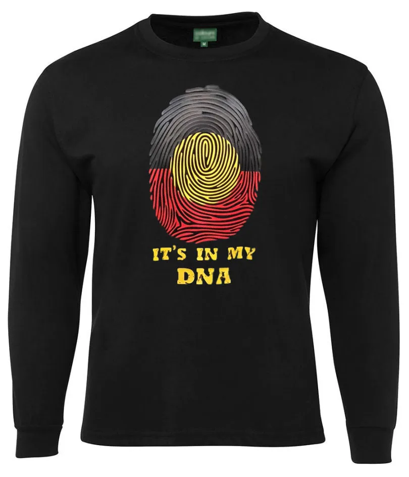 Aboriginal Flag In My DNA Longsleeve T-Shirt (Black)