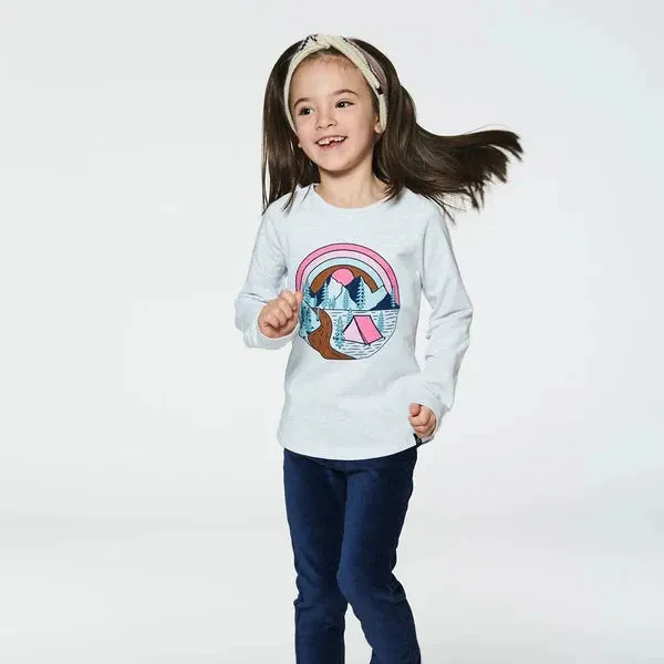 Adventure Print Light Grey Raglan Long Sleeve Tee