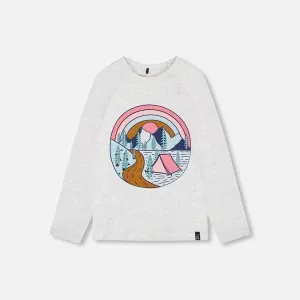 Adventure Print Light Grey Raglan Long Sleeve Tee