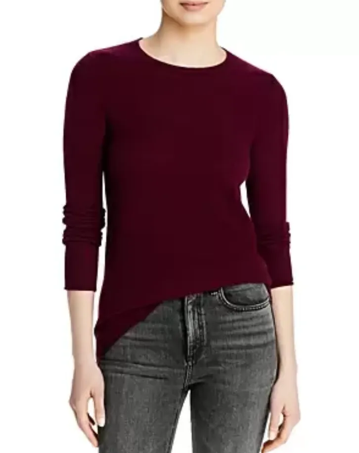 AQUA Fitted Cashmere Crewneck Sweater