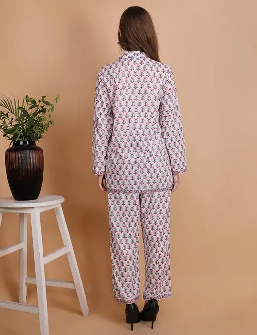 Aria- Hand Block Print Cotton Pyjama Set