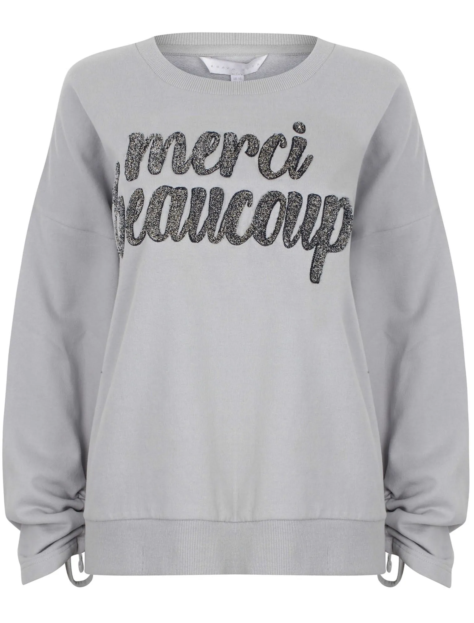 Azalea Oversized Sweatshirt with Boucle Motif in Windchime - Amara Reya