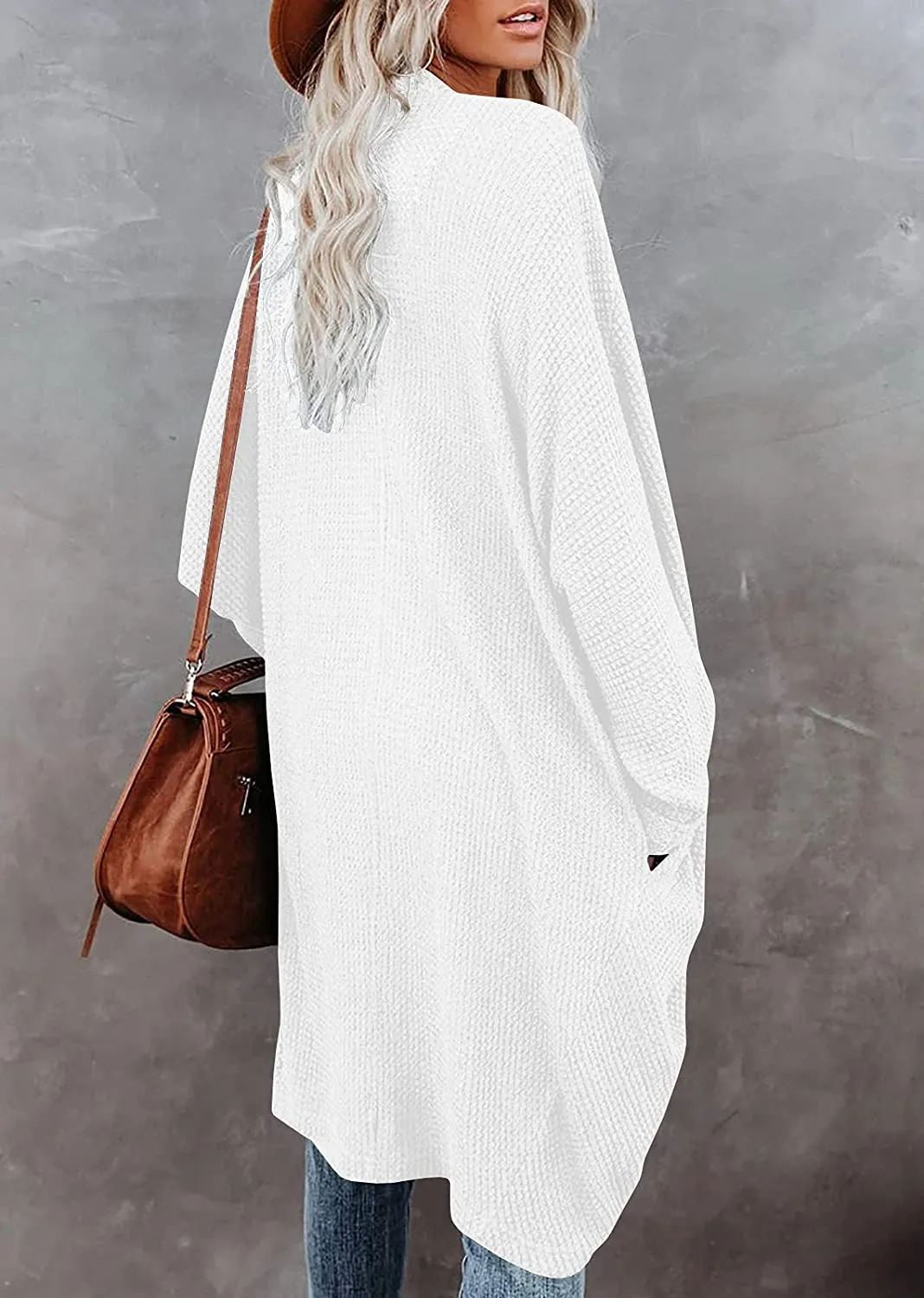 Beige Knit Batwing Oversized Long Sleeve Cardigan