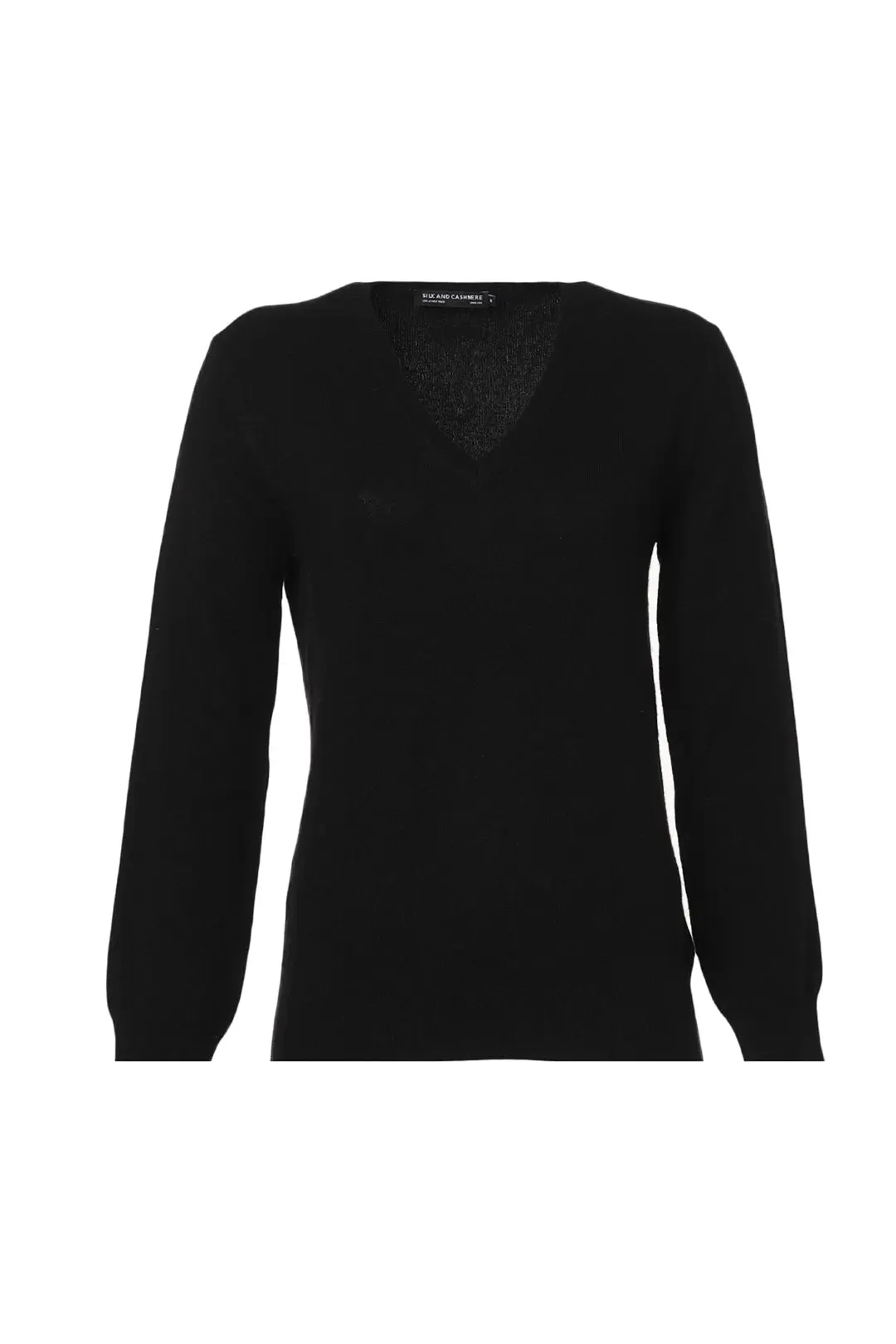 Black Pure Cashmere Veronique V-Neck Long Sleeve Women's Sweater