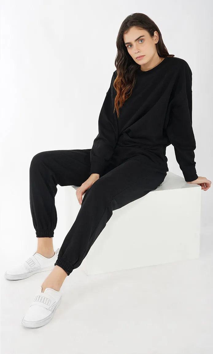 Black Soft Touch Cotton Fleece Sweatshirt
