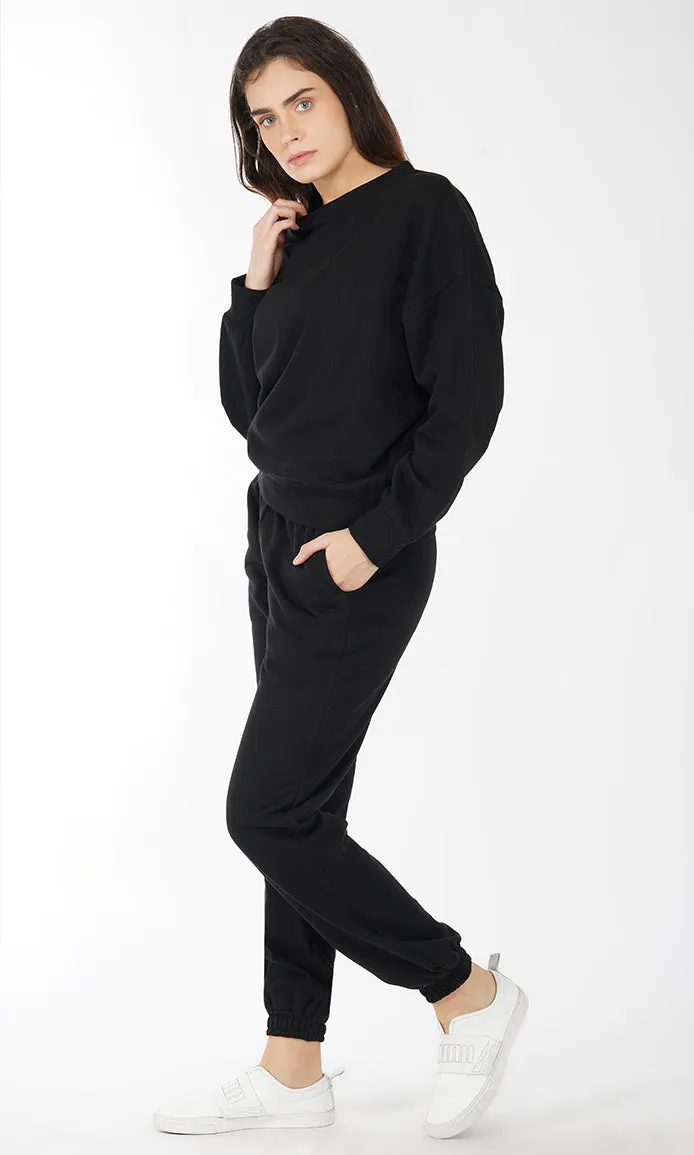 Black Soft Touch Cotton Fleece Sweatshirt