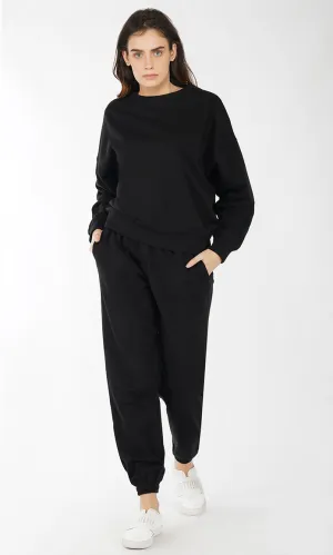 Black Soft Touch Cotton Fleece Sweatshirt