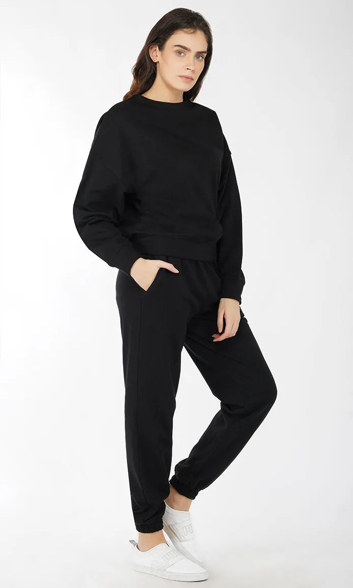 Black Soft Touch Cotton Fleece Sweatshirt