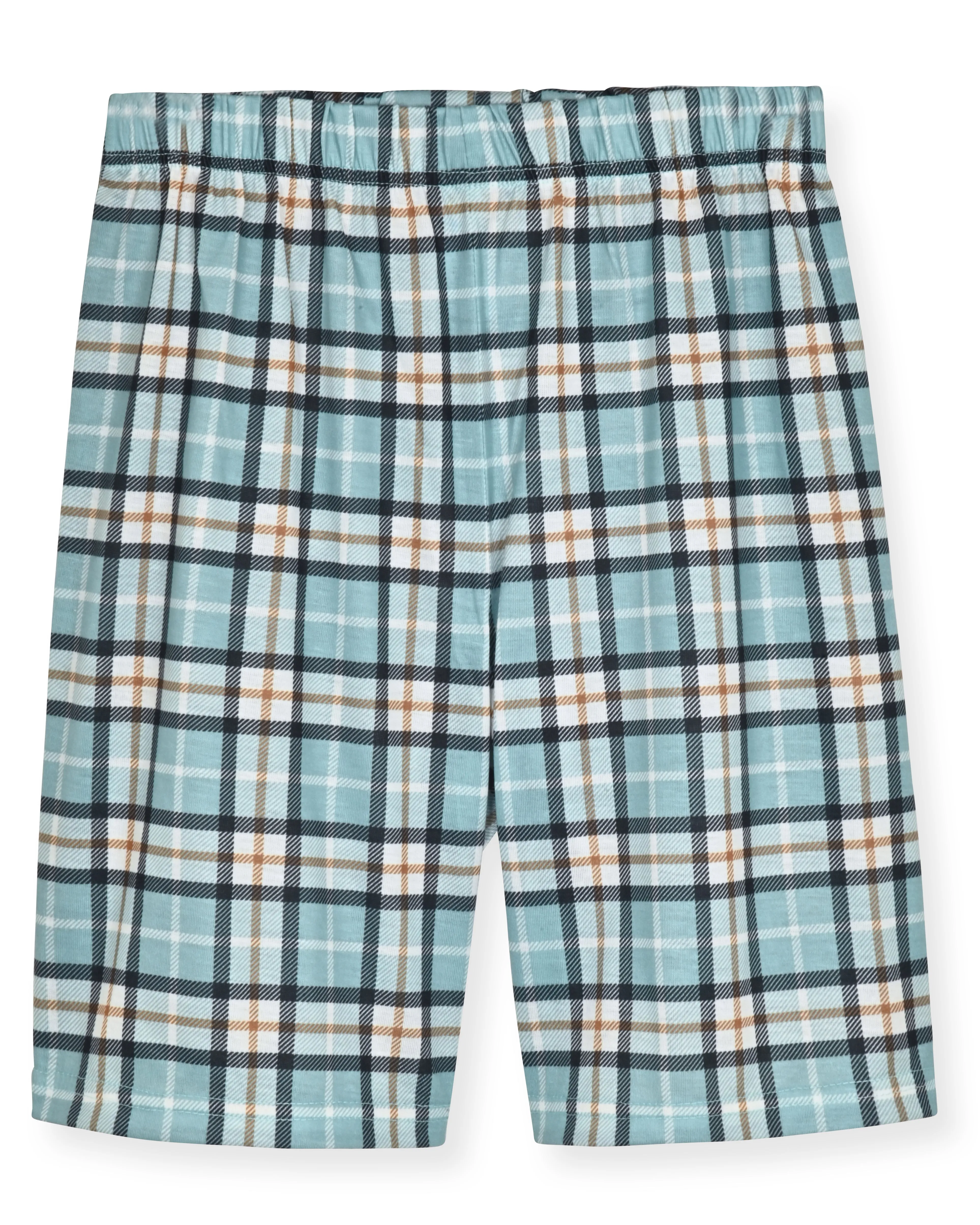 Boys 2-Piece Short-Sleeve Jersey Pajama Printed Shorts Set- Plaid.