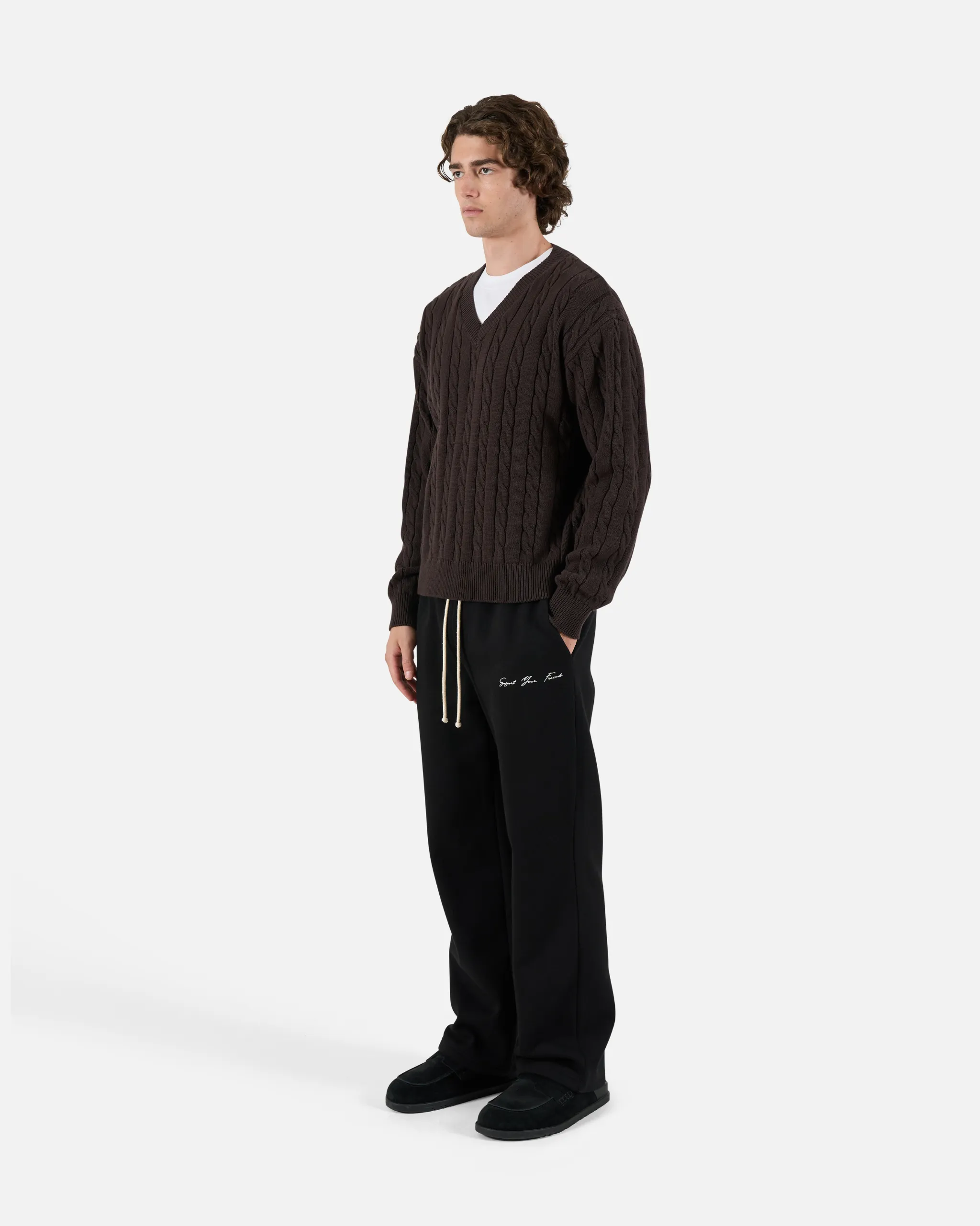 Cable Knit V-neck