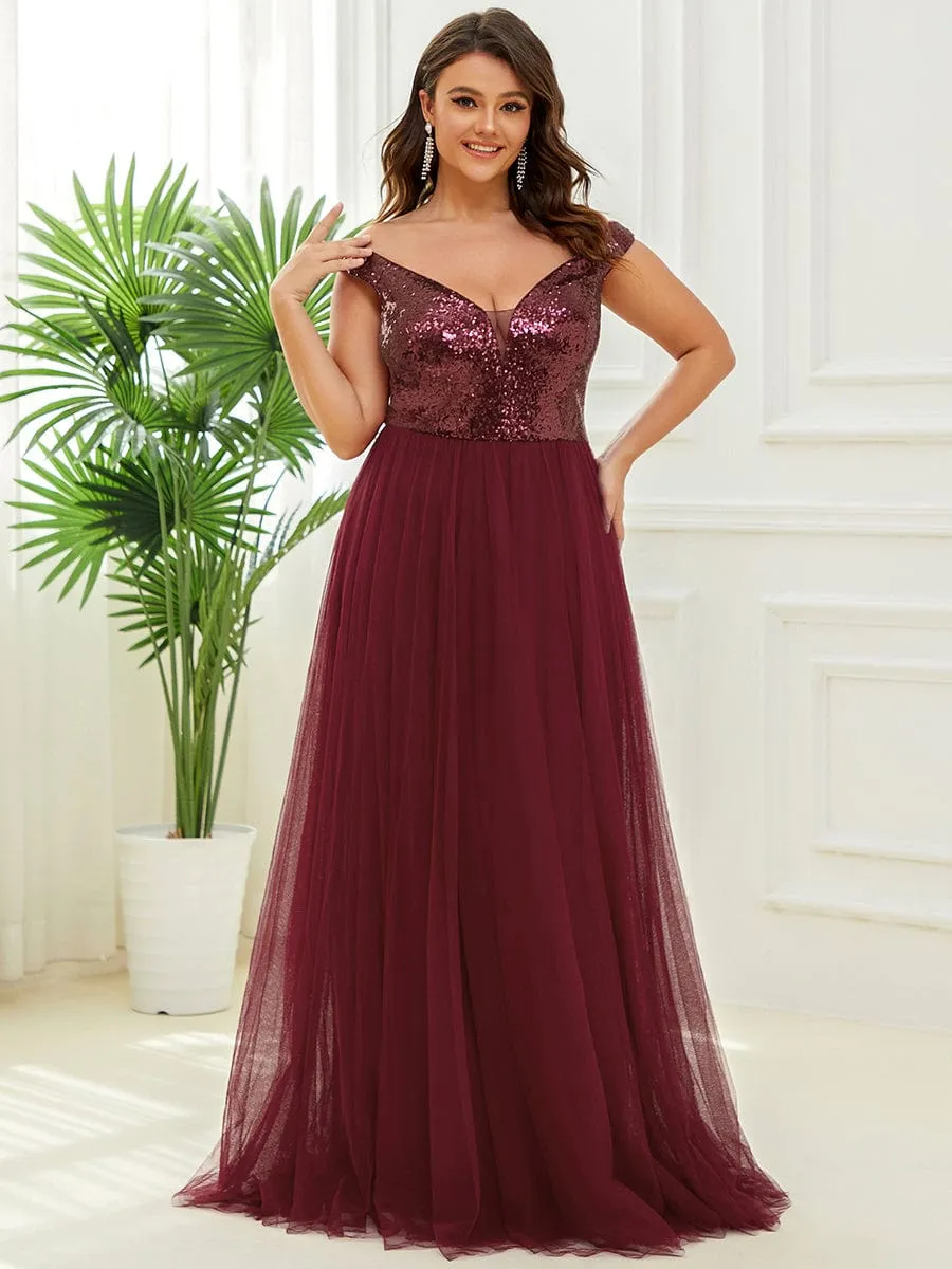 Cap-Sleeve Sequin Party Dress