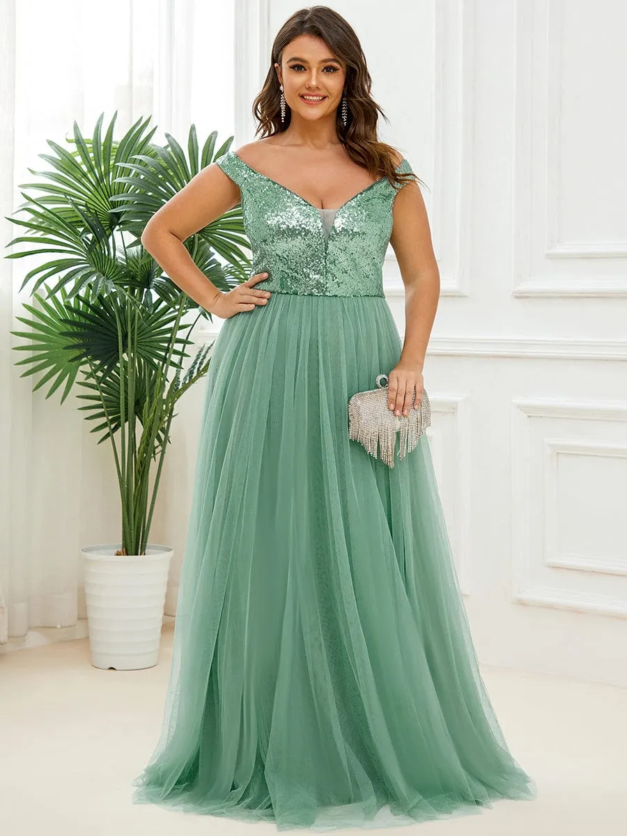 Cap-Sleeve Sequin Party Dress
