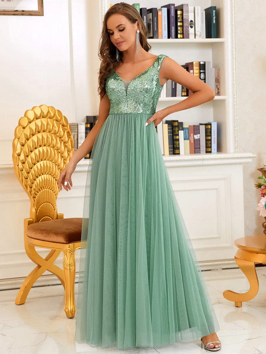 Cap-Sleeve Sequin Party Dress