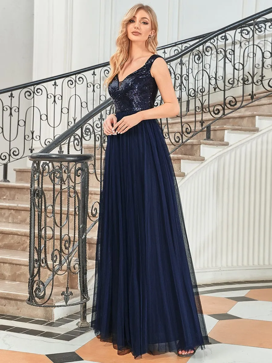 Cap-Sleeve Sequin Party Dress