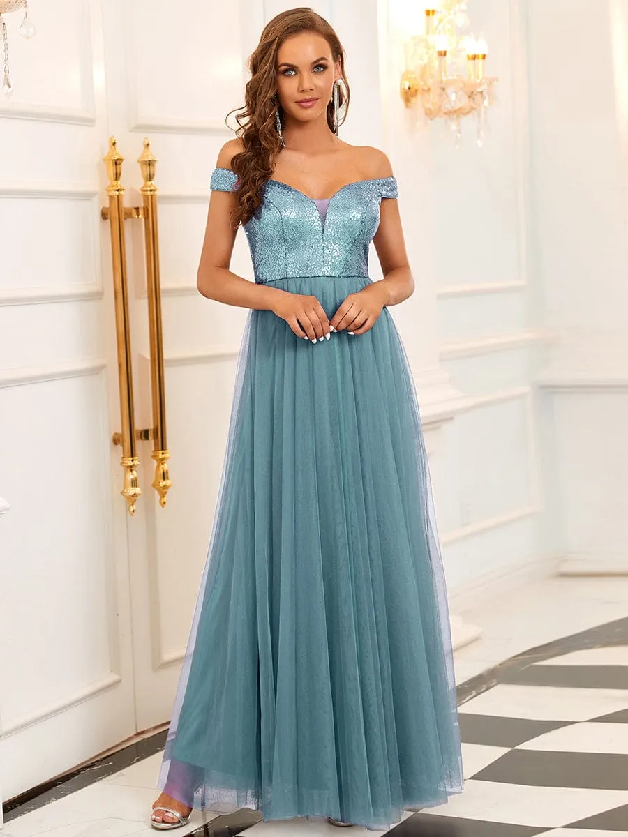 Cap-Sleeve Sequin Party Dress