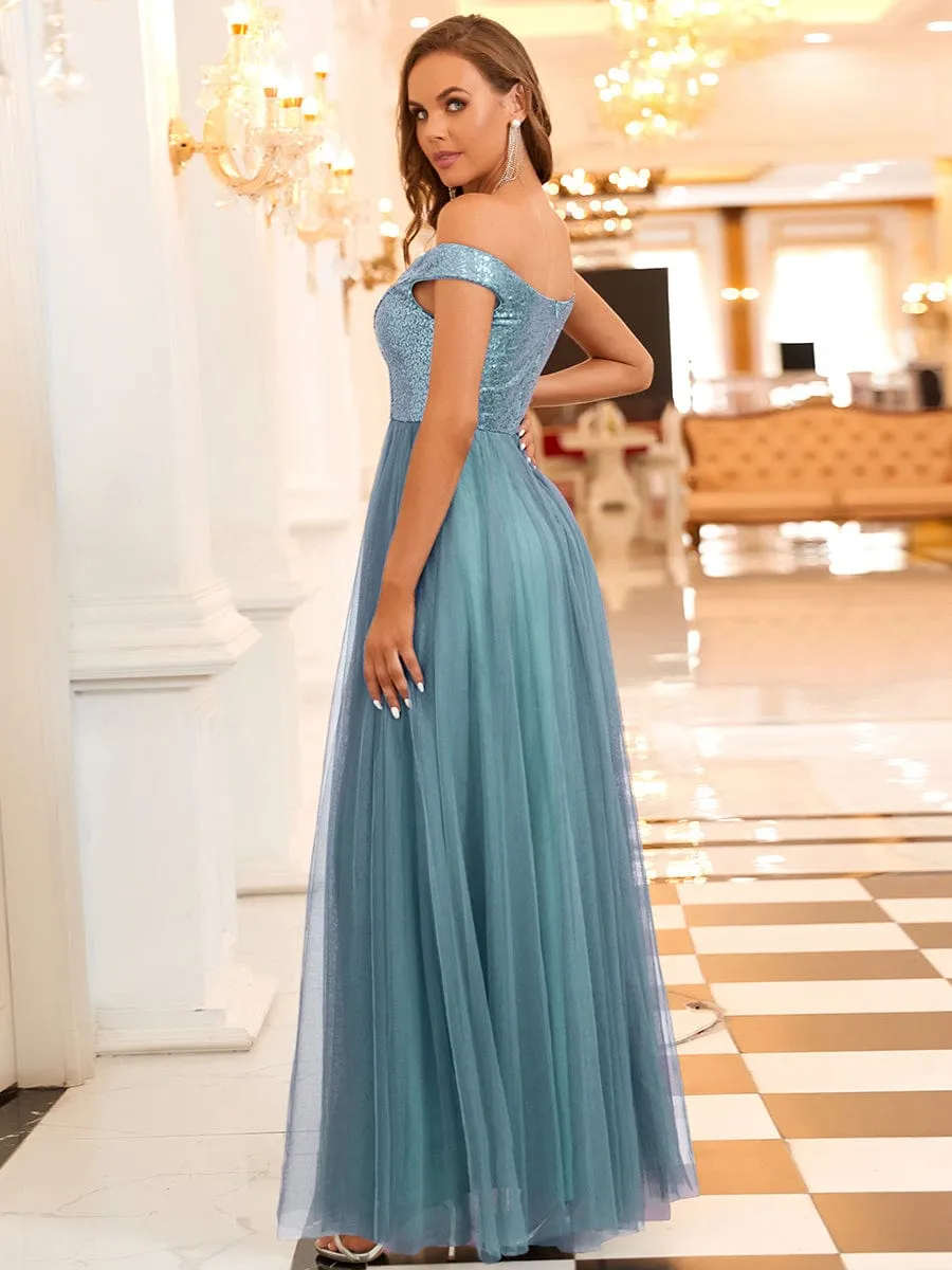 Cap-Sleeve Sequin Party Dress