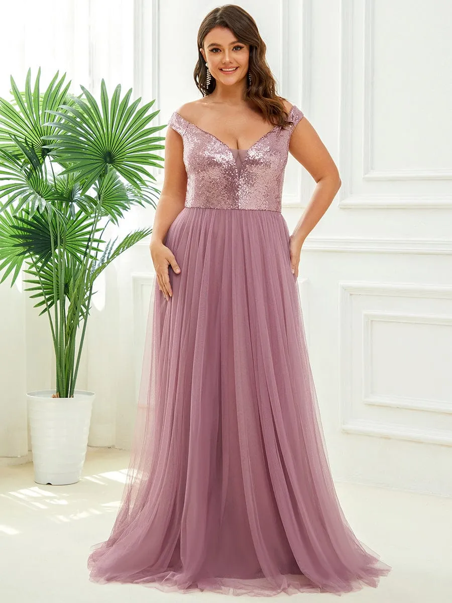Cap-Sleeve Sequin Party Dress
