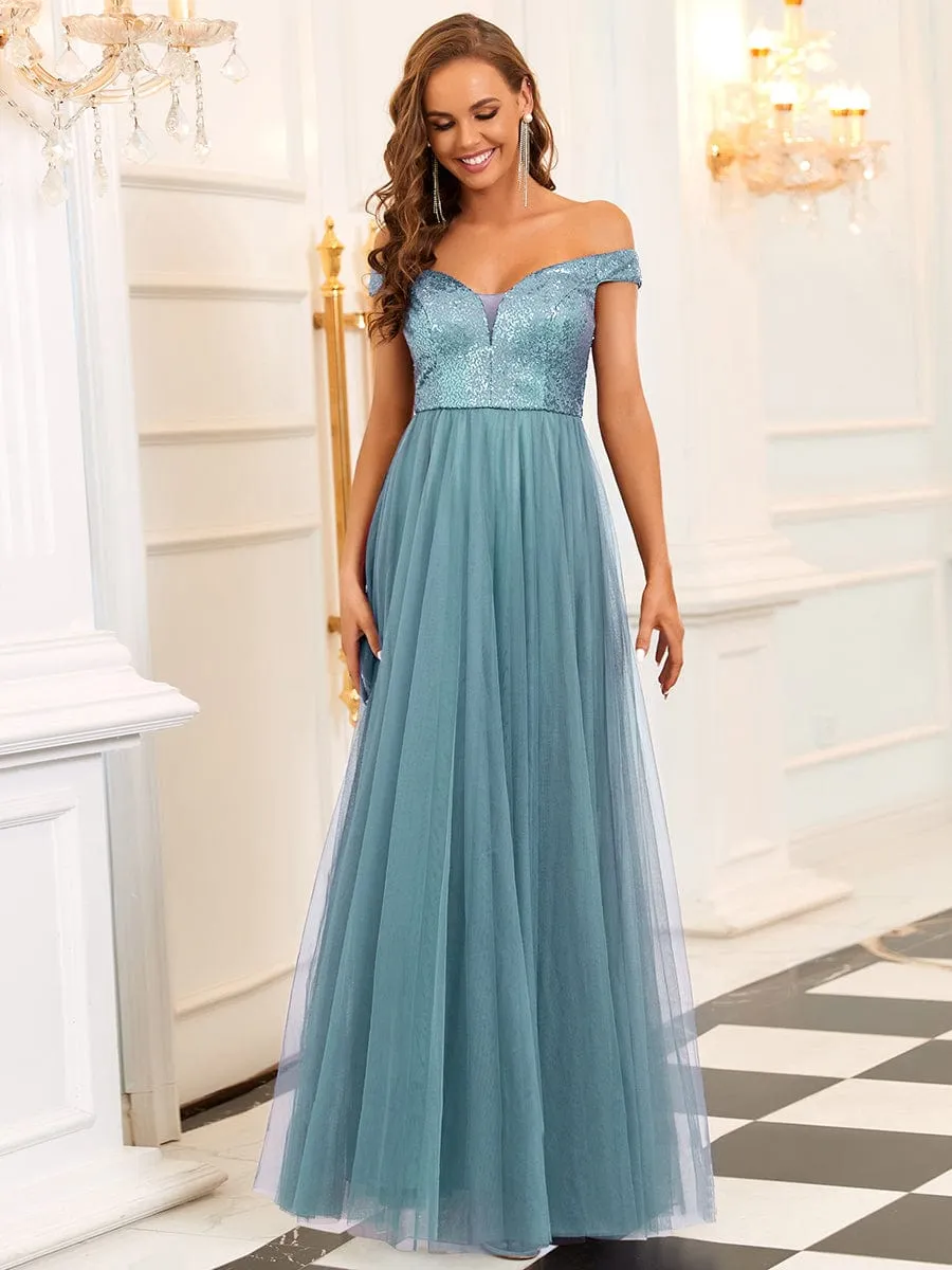 Cap-Sleeve Sequin Party Dress