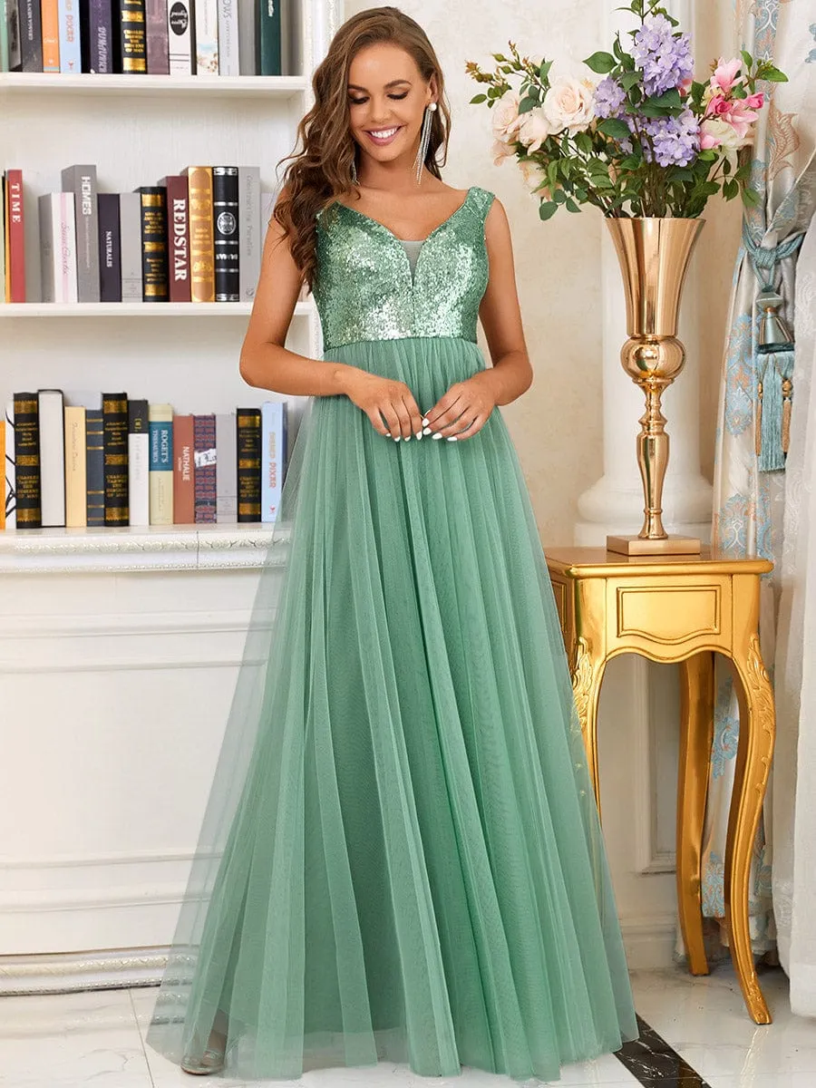 Cap-Sleeve Sequin Party Dress