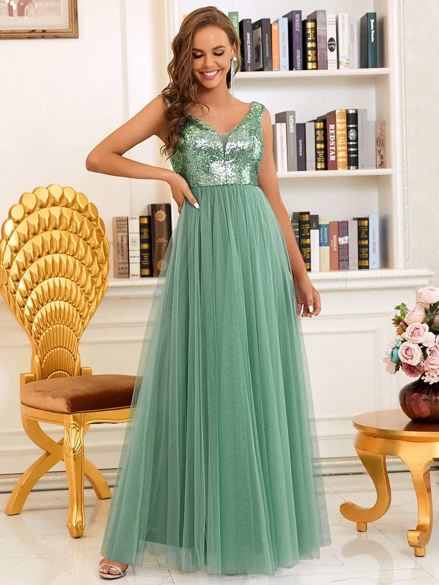 Cap-Sleeve Sequin Party Dress