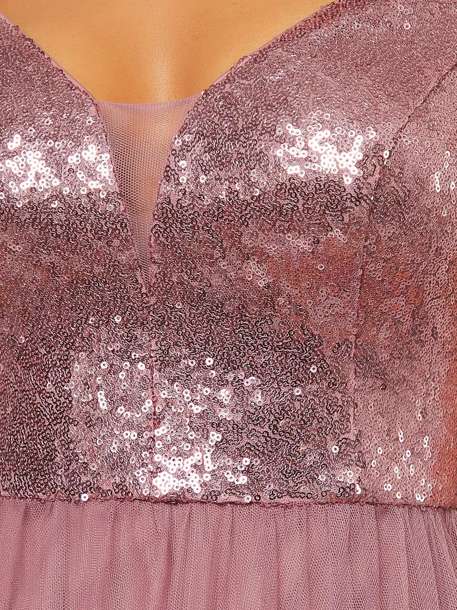 Cap-Sleeve Sequin Party Dress