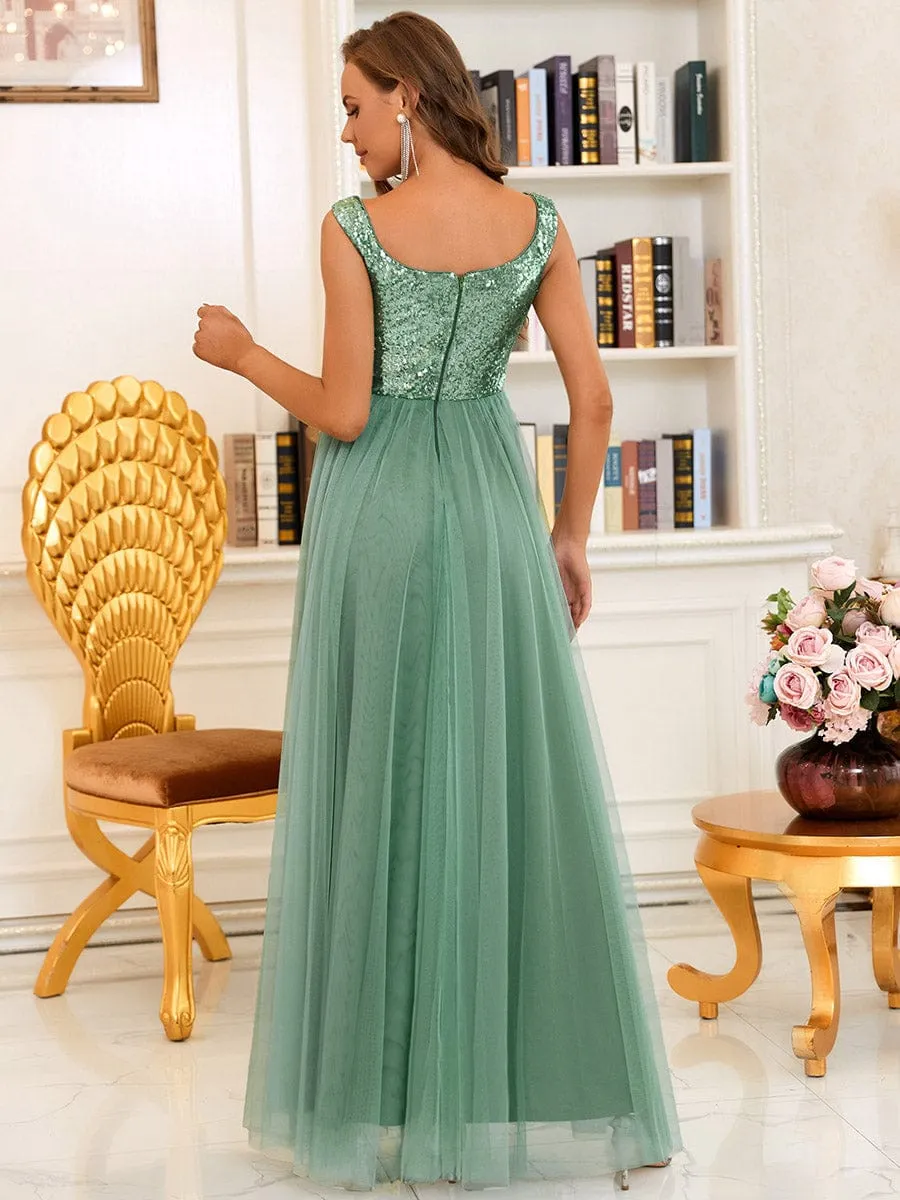 Cap-Sleeve Sequin Party Dress