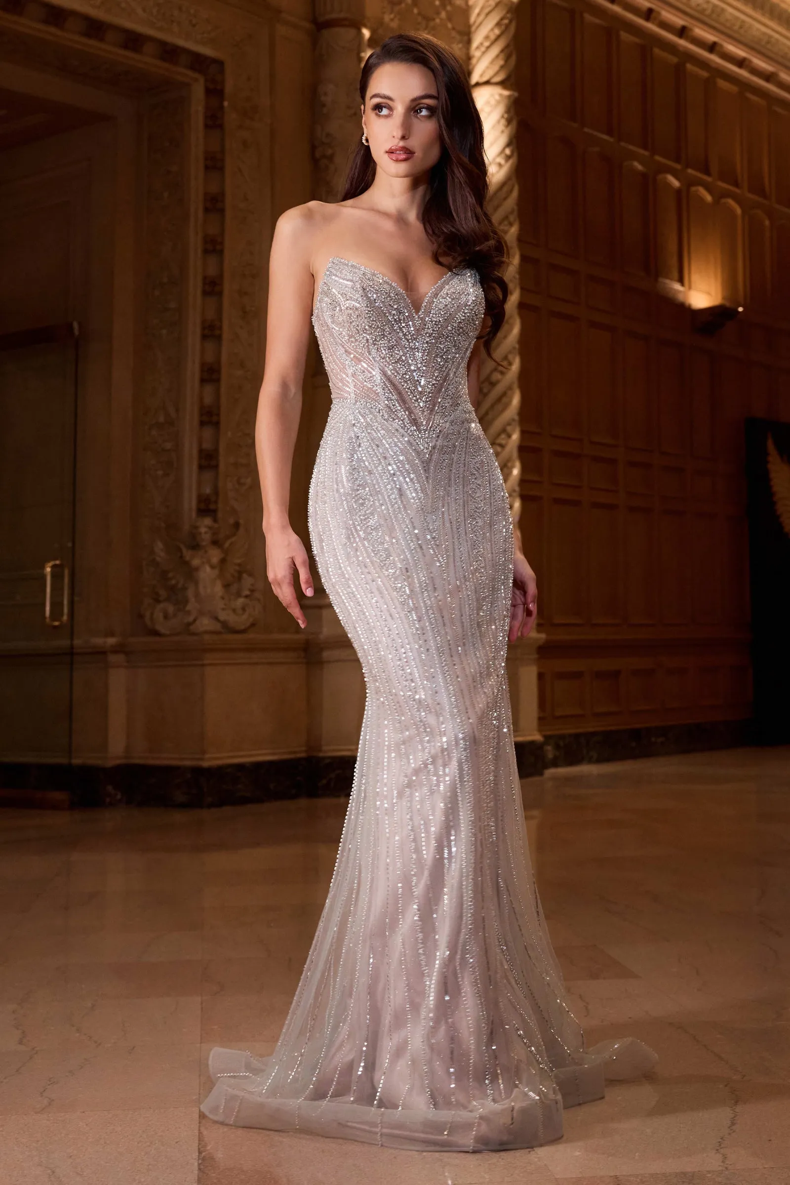 CINDERELLA DIVINE CC416 Sequin Strapless Fitted Dress