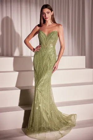 CINDERELLA DIVINE CC416 Sequin Strapless Fitted Dress