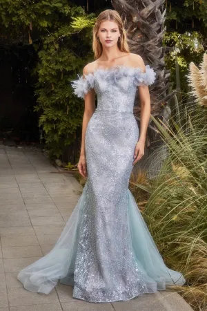 COUTURE FLOWER OFF SHOULDER GOWN CDA1179