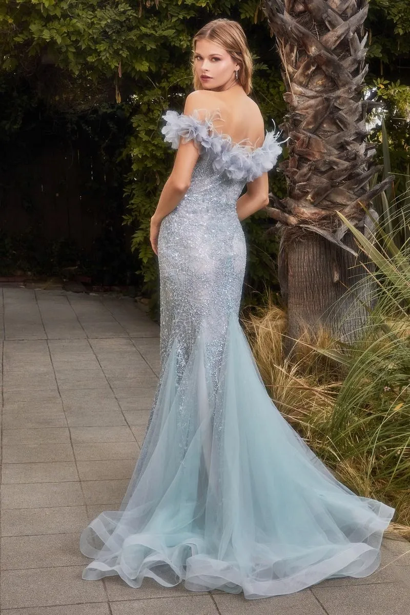 COUTURE FLOWER OFF SHOULDER GOWN CDA1179