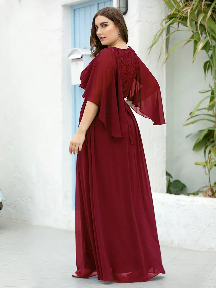 Custom Size Elegant Deep V Neck Chiffon Maxi Evening Dress