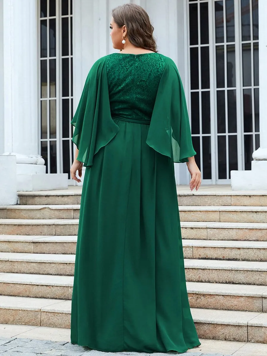 Custom Size Elegant Deep V Neck Chiffon Maxi Evening Dress