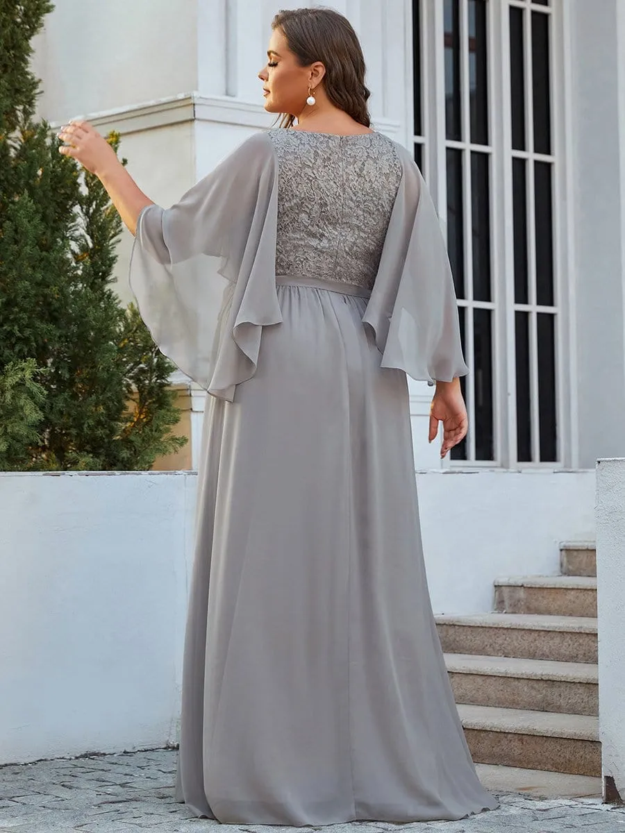 Custom Size Elegant Deep V Neck Chiffon Maxi Evening Dress