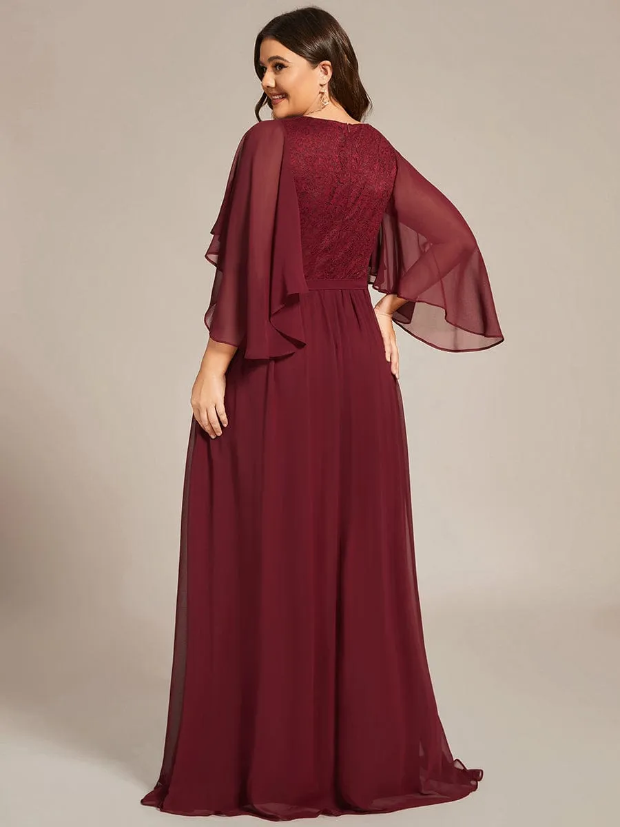 Custom Size Elegant Deep V Neck Chiffon Maxi Evening Dress
