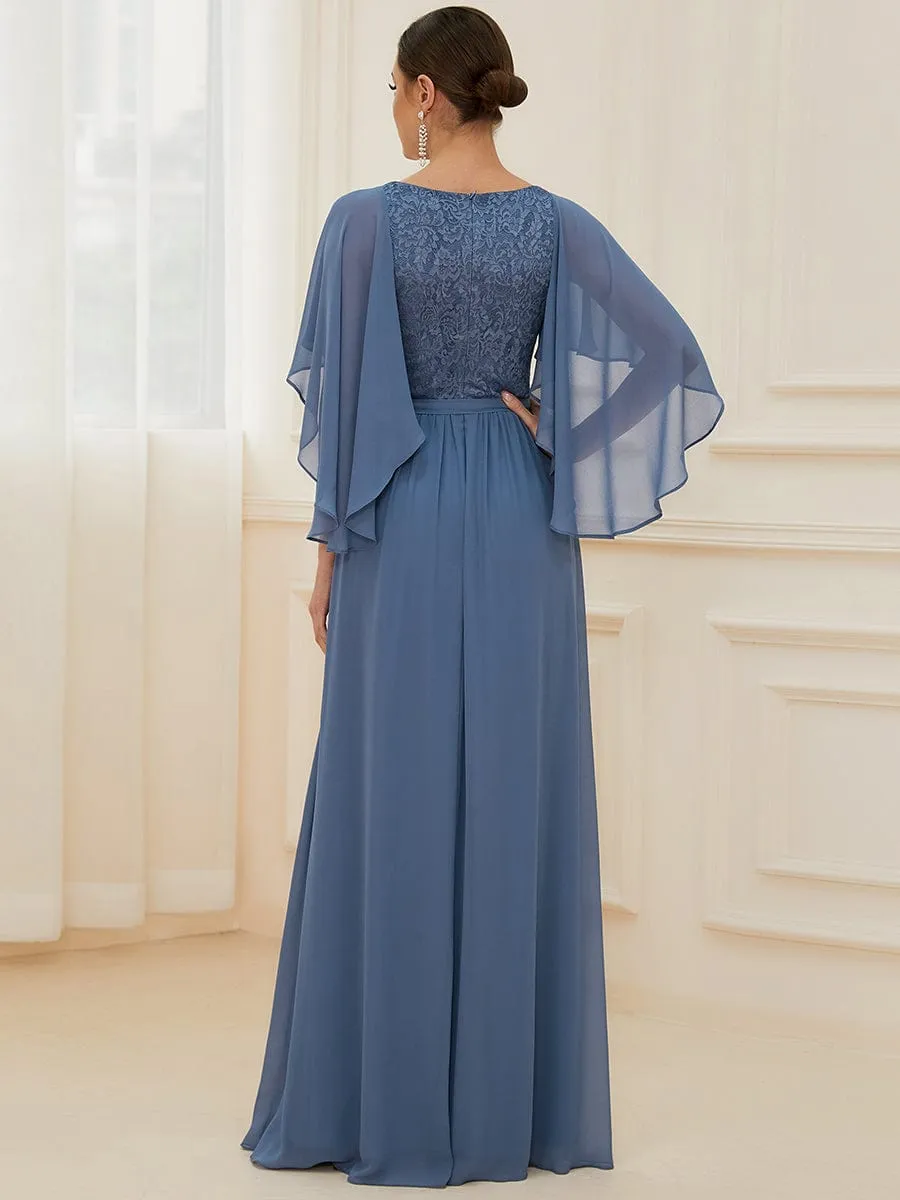Custom Size Elegant Deep V Neck Chiffon Maxi Evening Dress