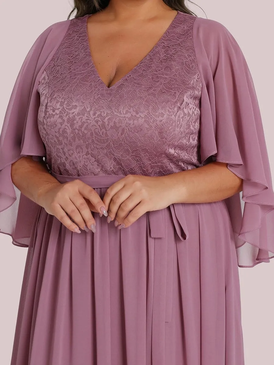 Custom Size Elegant Deep V Neck Chiffon Maxi Evening Dress