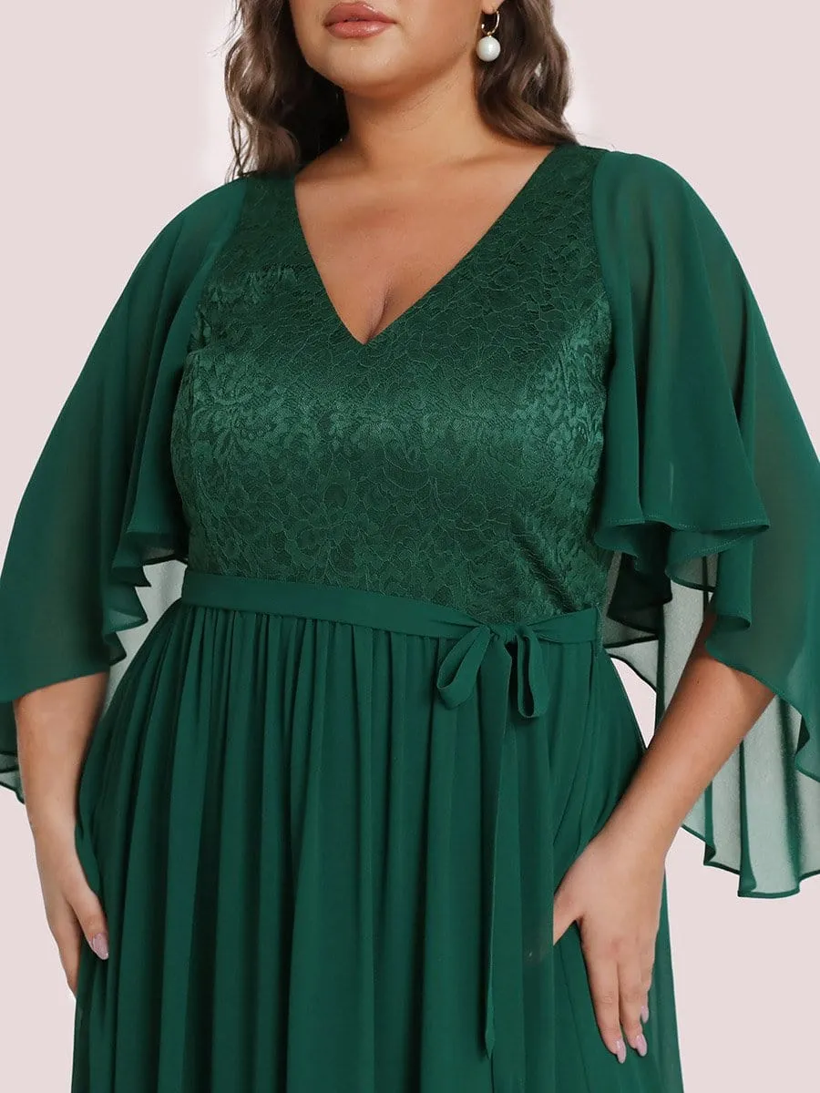 Custom Size Elegant Deep V Neck Chiffon Maxi Evening Dress