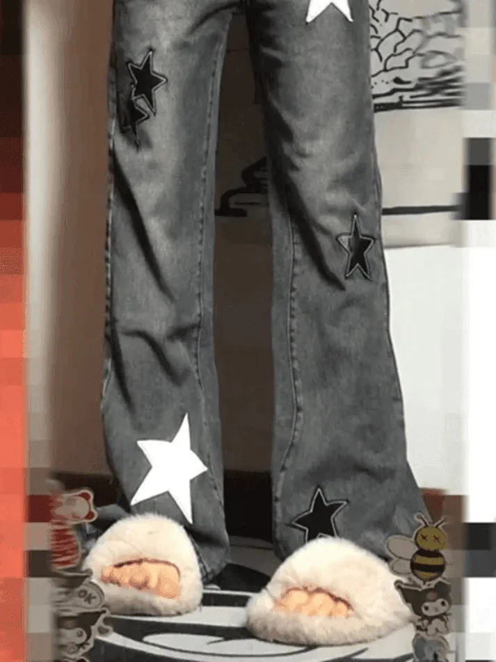 Dark Wash Star Patch Boyfriend Jeans