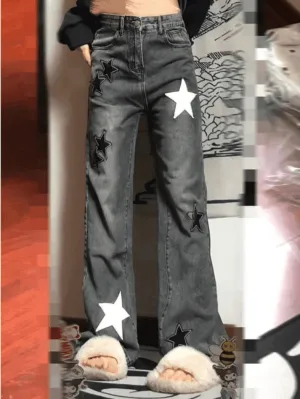 Dark Wash Star Patch Boyfriend Jeans