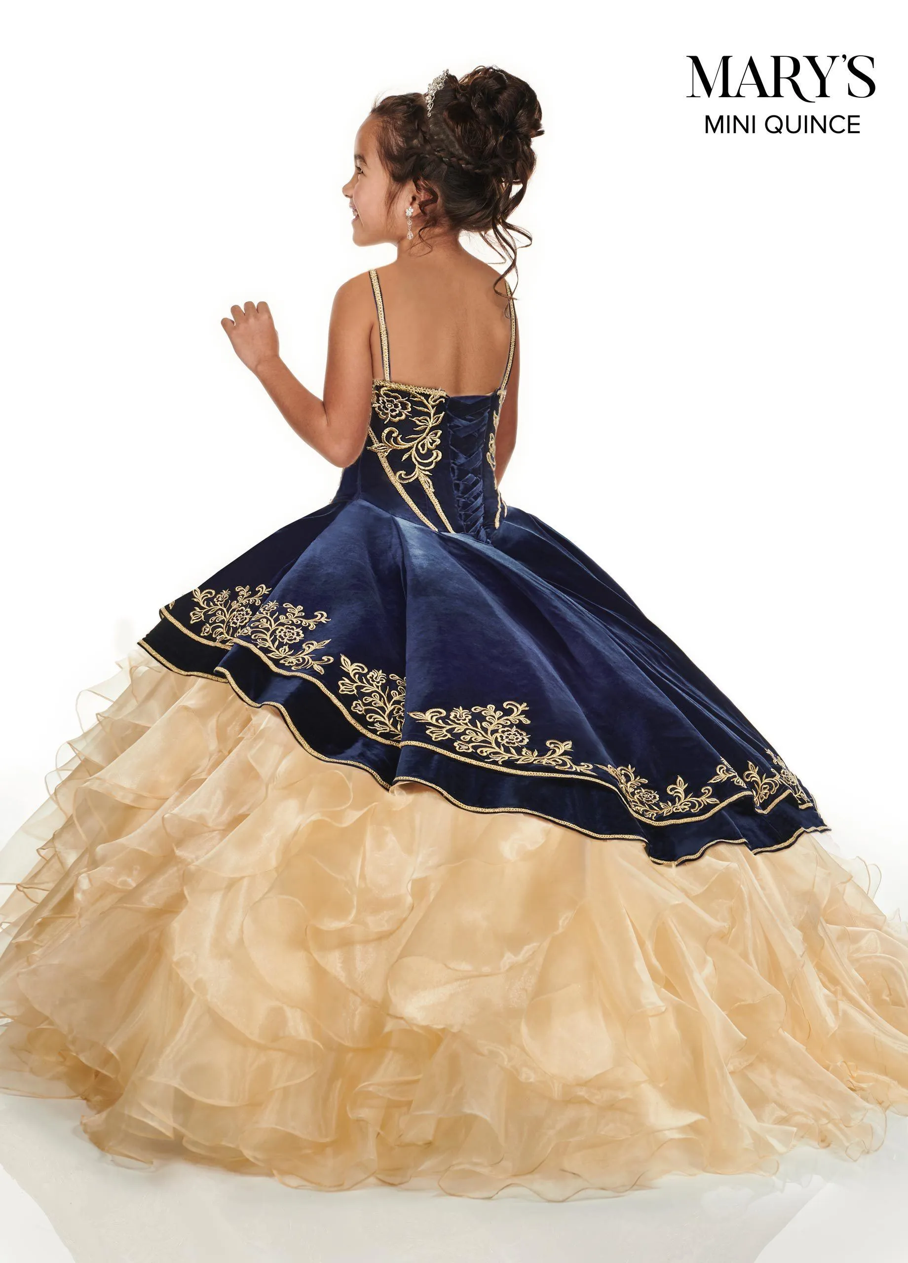 Girls Long Velvet Charro Dress by Mary's Bridal MQ4015