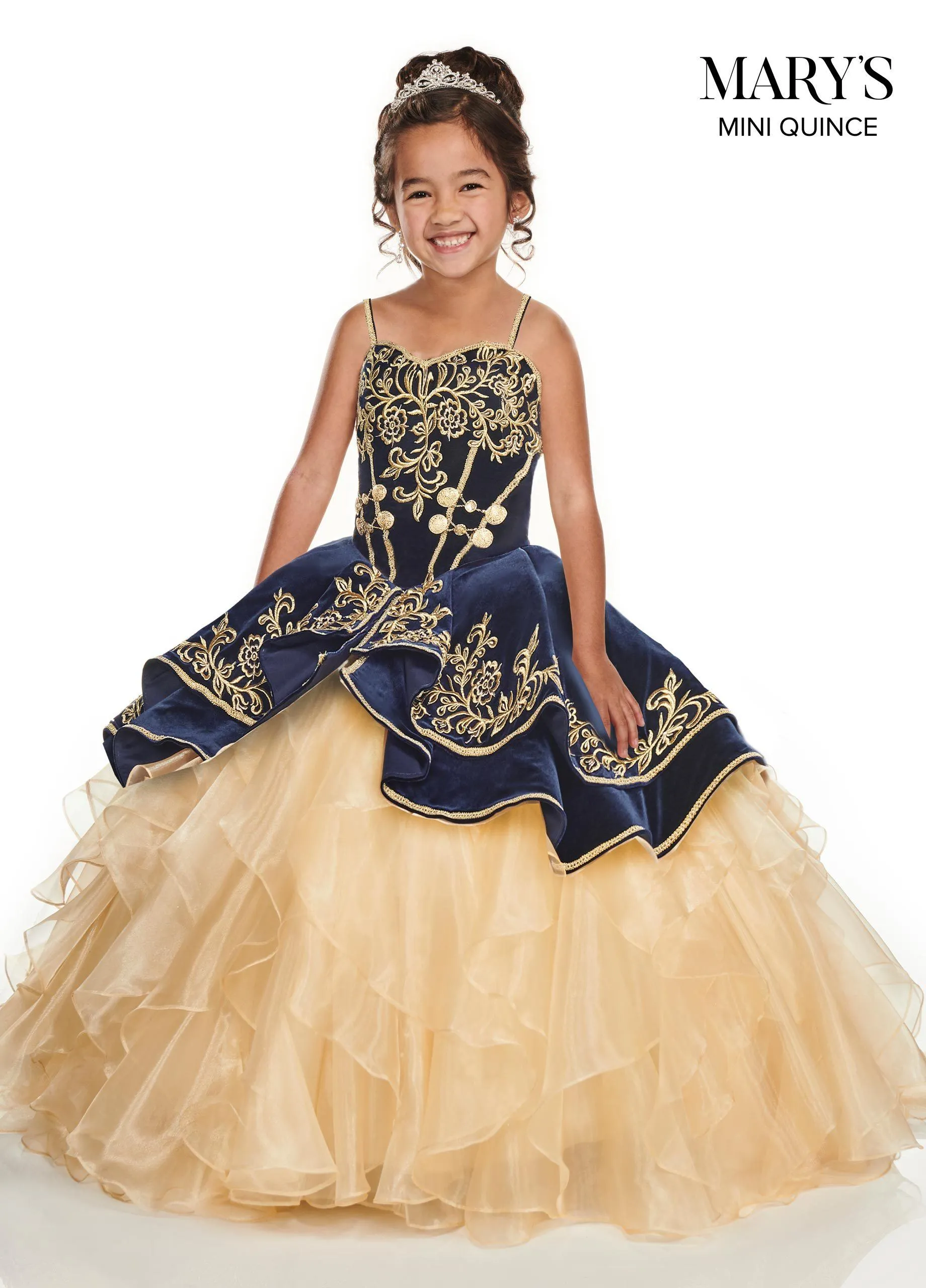 Girls Long Velvet Charro Dress by Mary's Bridal MQ4015