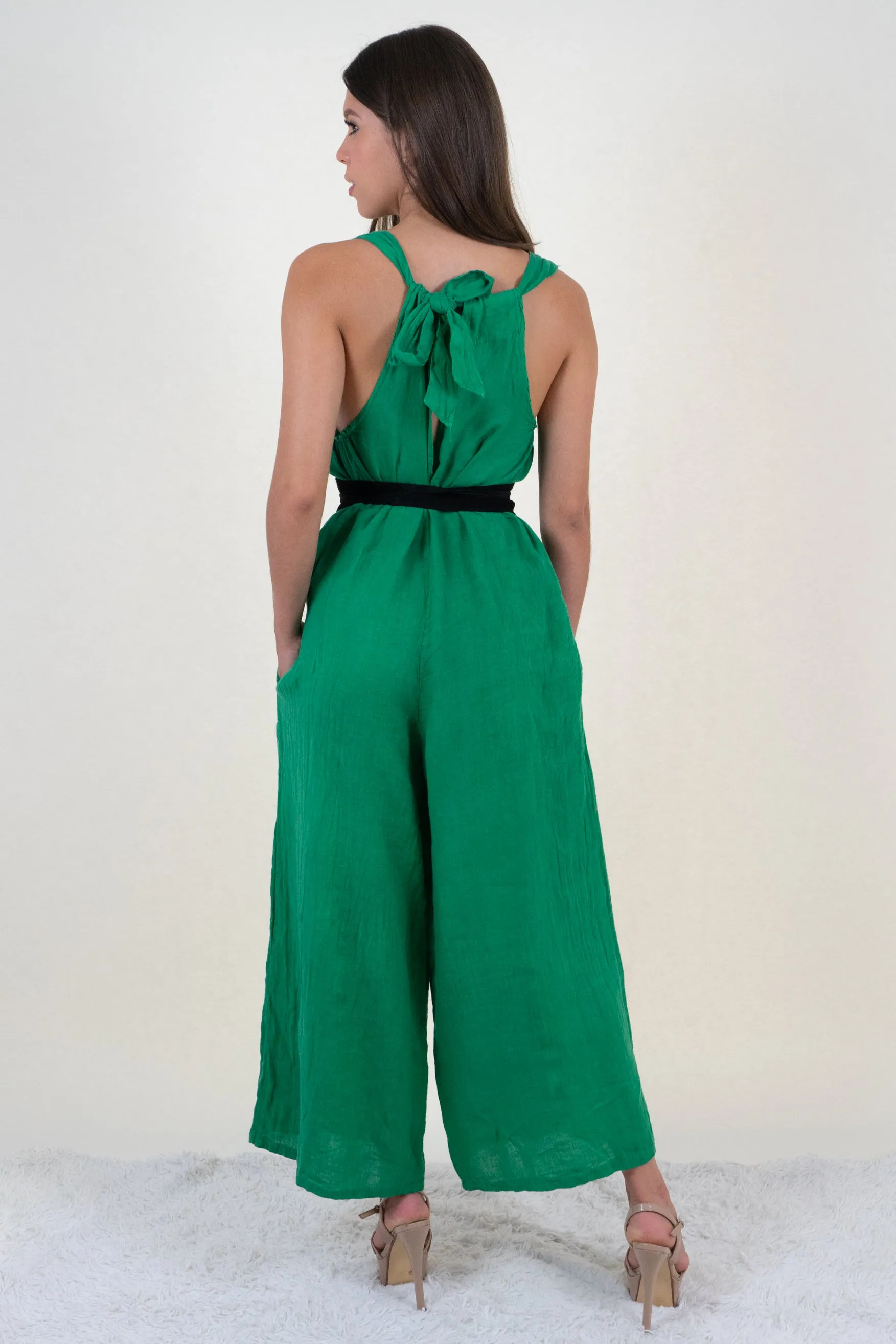Green Cotton Wide Leg Jumpsuit