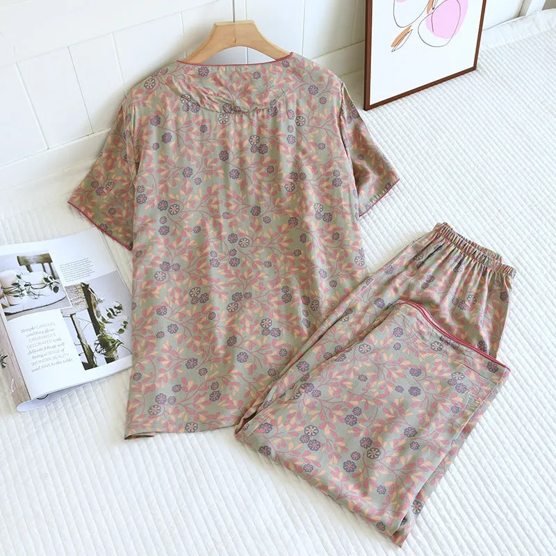 Green Light Cotton Printed Pajama Set