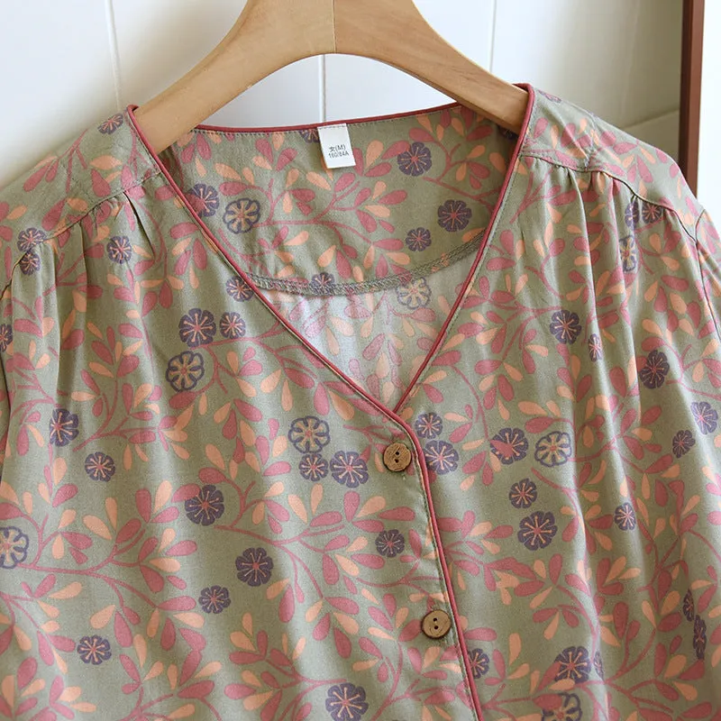 Green Light Cotton Printed Pajama Set