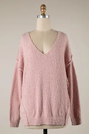 Harlow Pink V-Neck Pullover Sweater