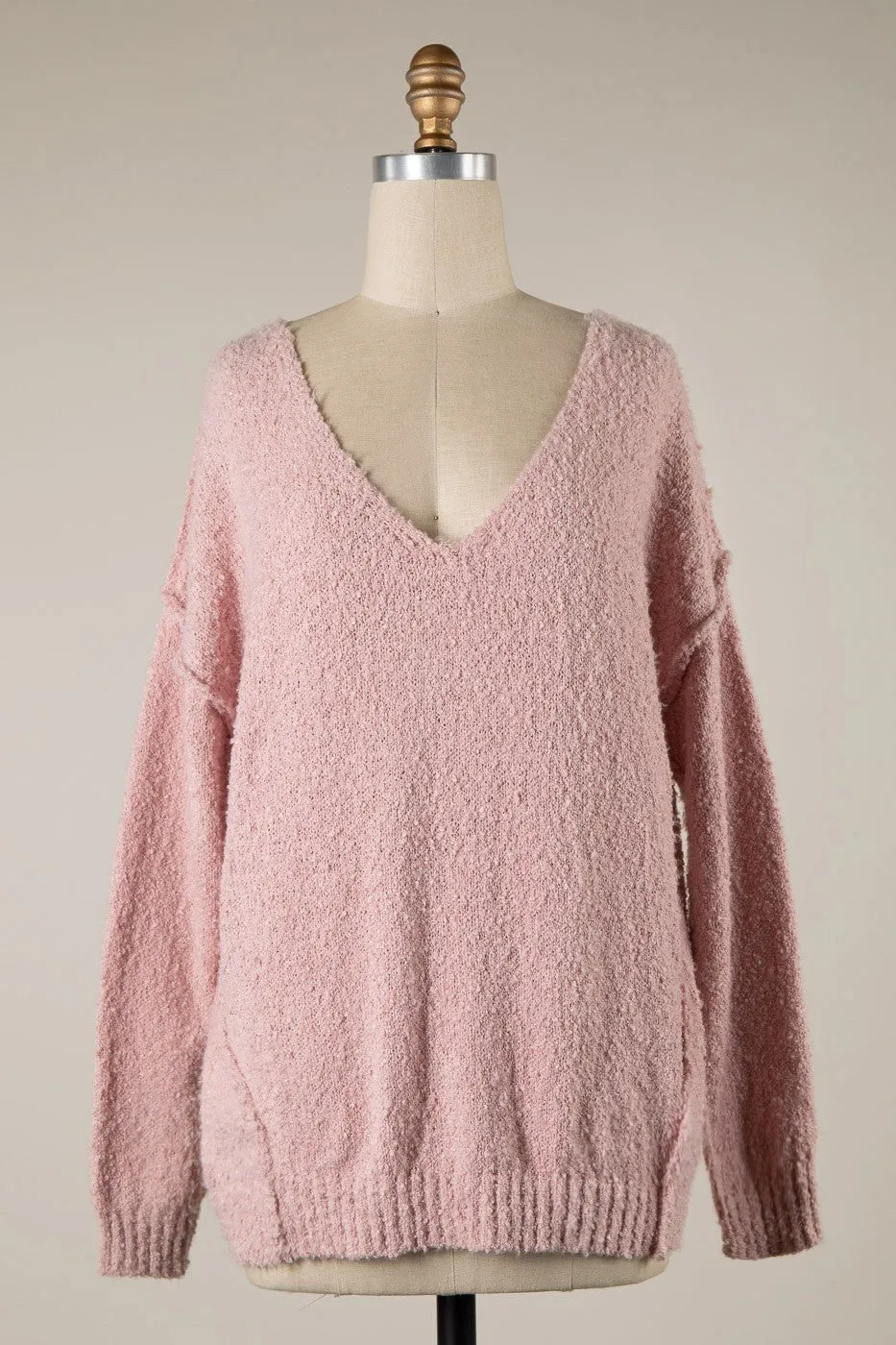 Harlow Pink V-Neck Pullover Sweater
