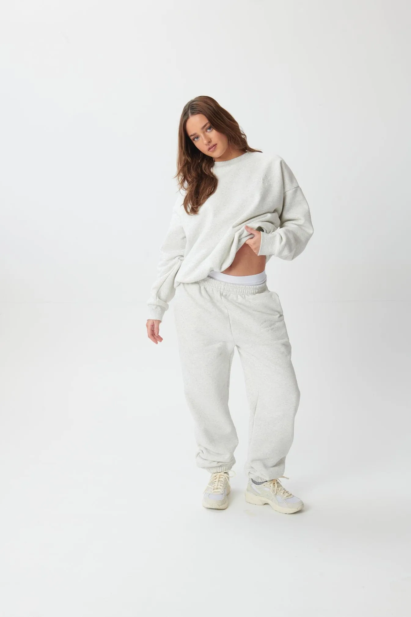 Hygge Cosy Oversized Sweatshirt - Light Grey Marl