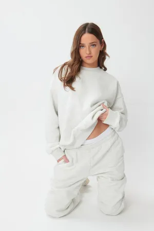 Hygge Cosy Oversized Sweatshirt - Light Grey Marl