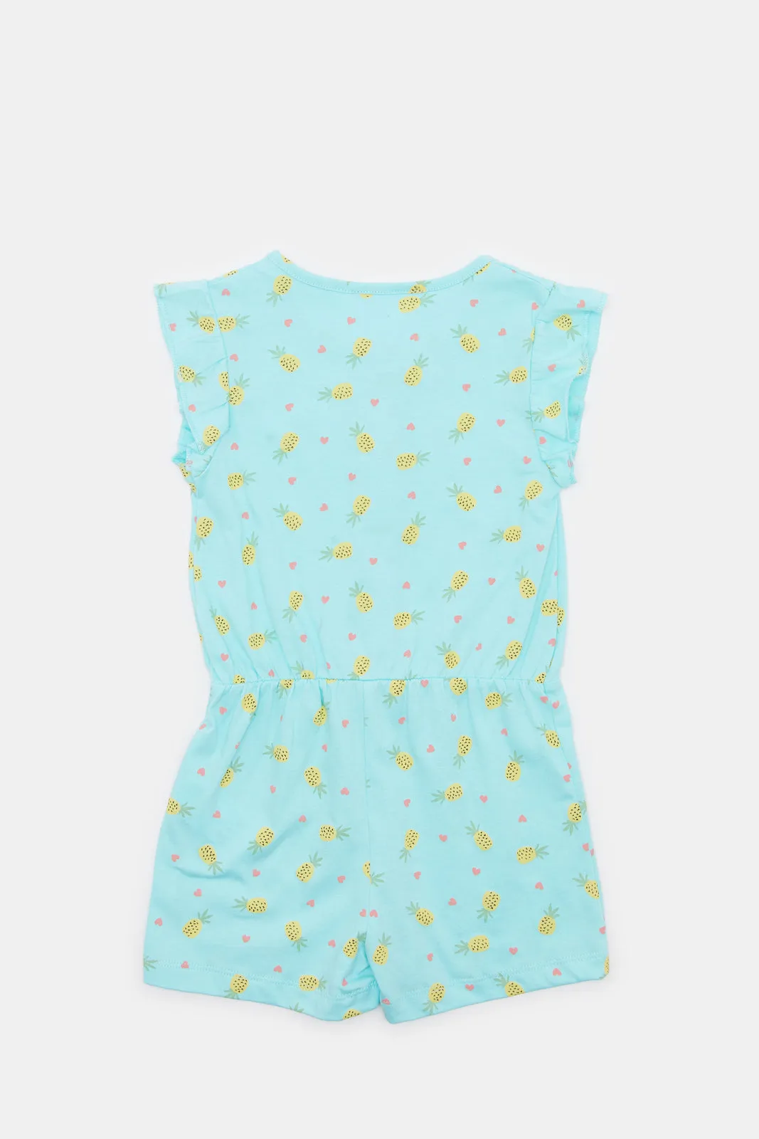 Infant Girls Blue Pineapple Printed Jumpsuit