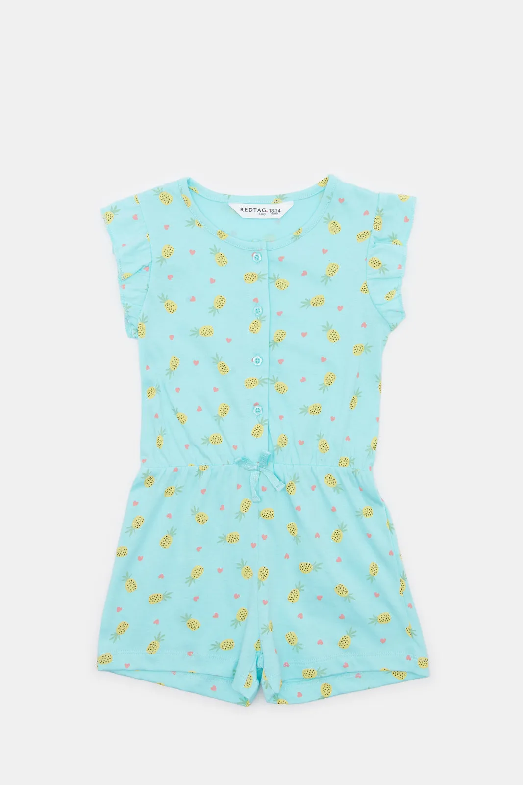 Infant Girls Blue Pineapple Printed Jumpsuit
